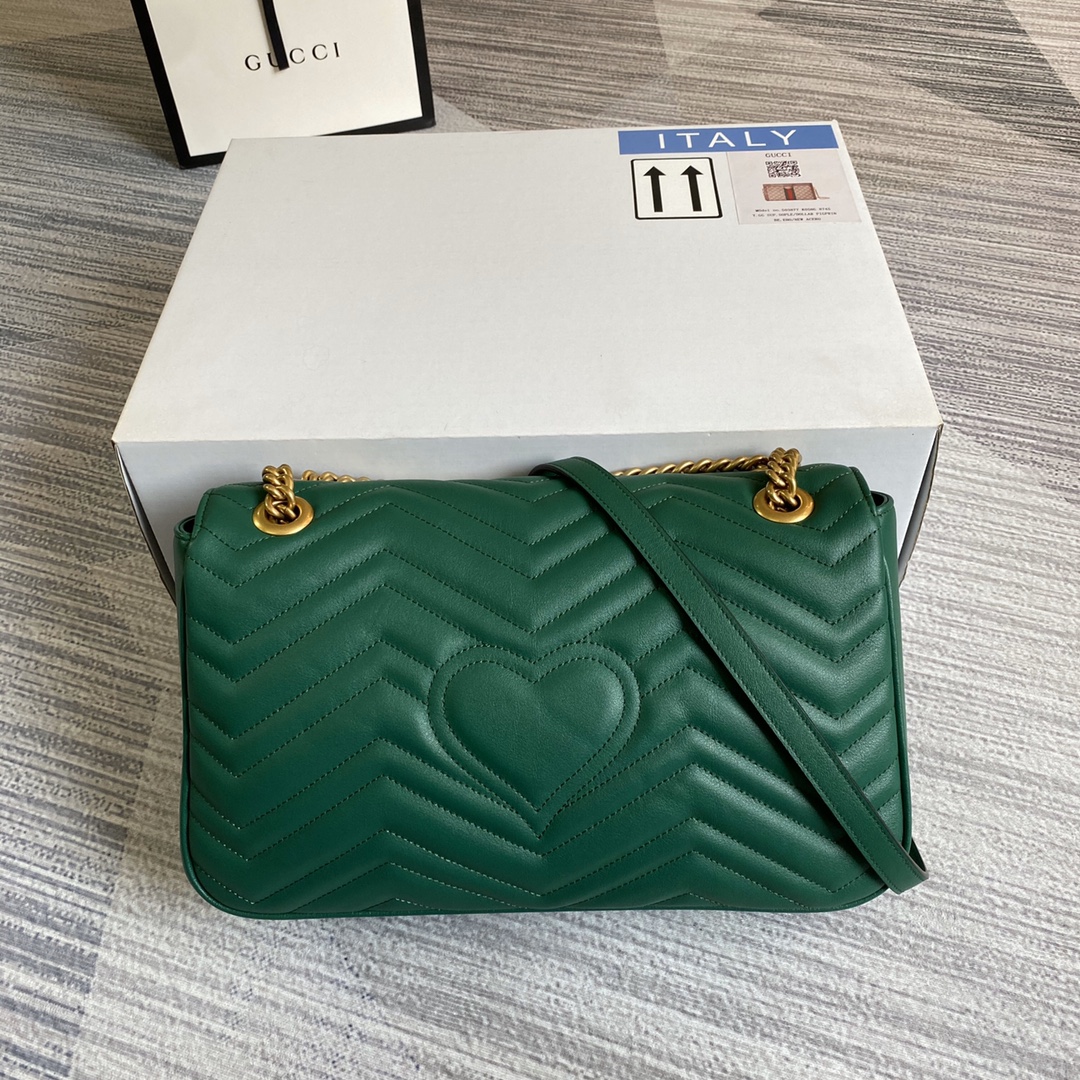 Gucci GG Marmont Medium Matelasse  Shoulder Bag 443496 Green